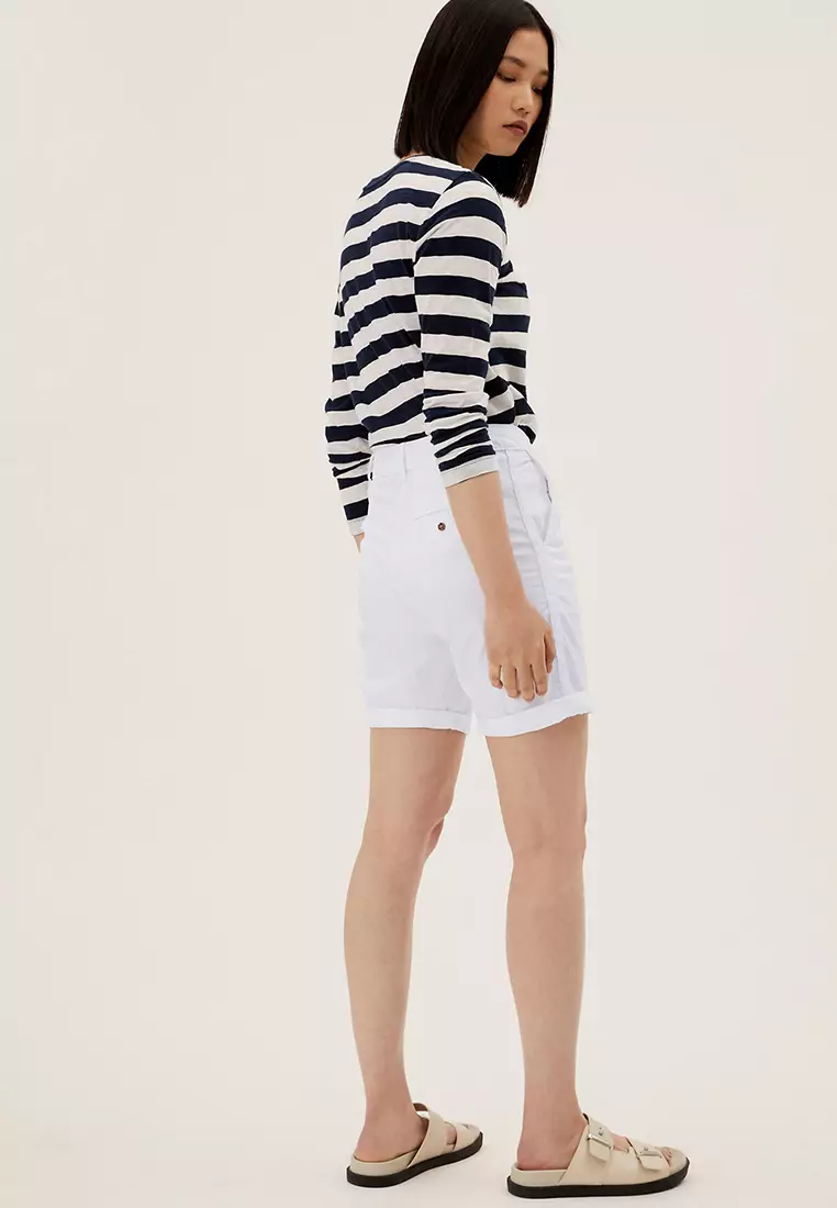 Cotton Rich High Waisted Chino Shorts