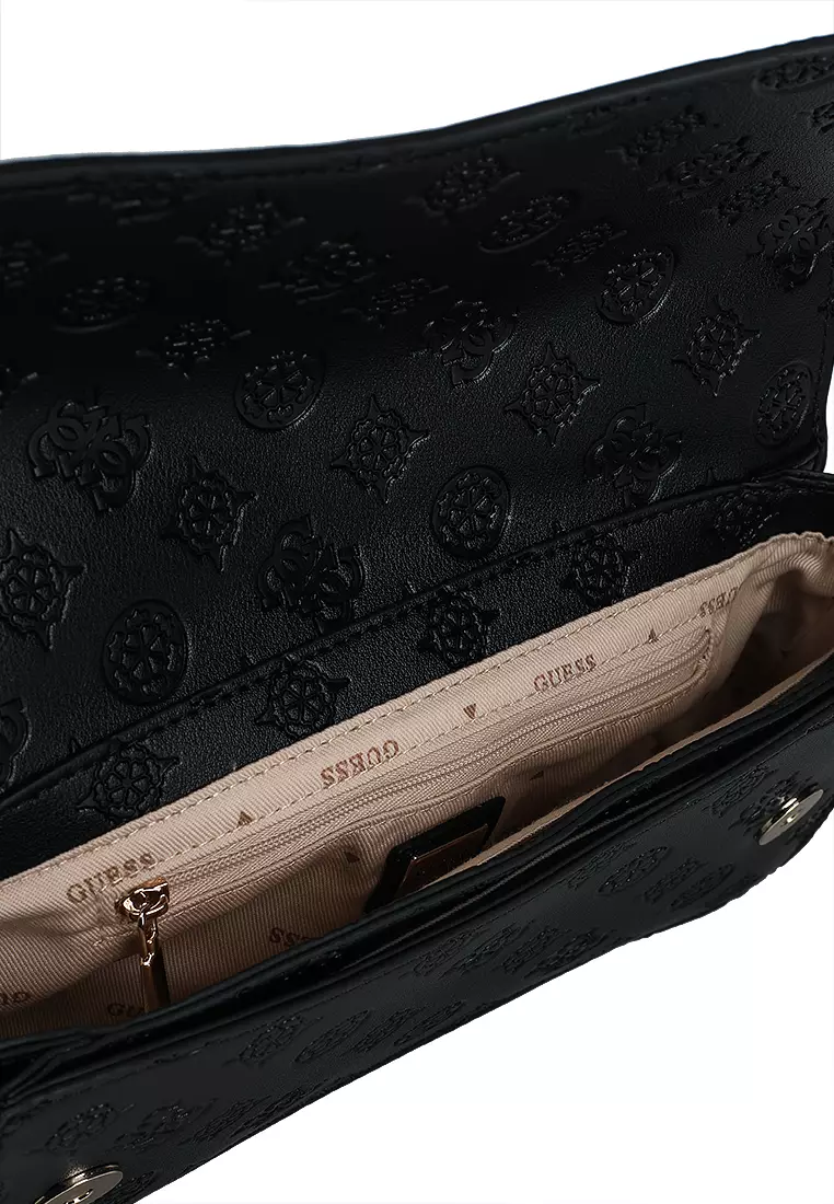 GUESS Gerty Borsa A Spalla Convertibile Donna – Tracolla Flap Logo Nero, Dimensioni Medie 24x12x6 Cm - 5