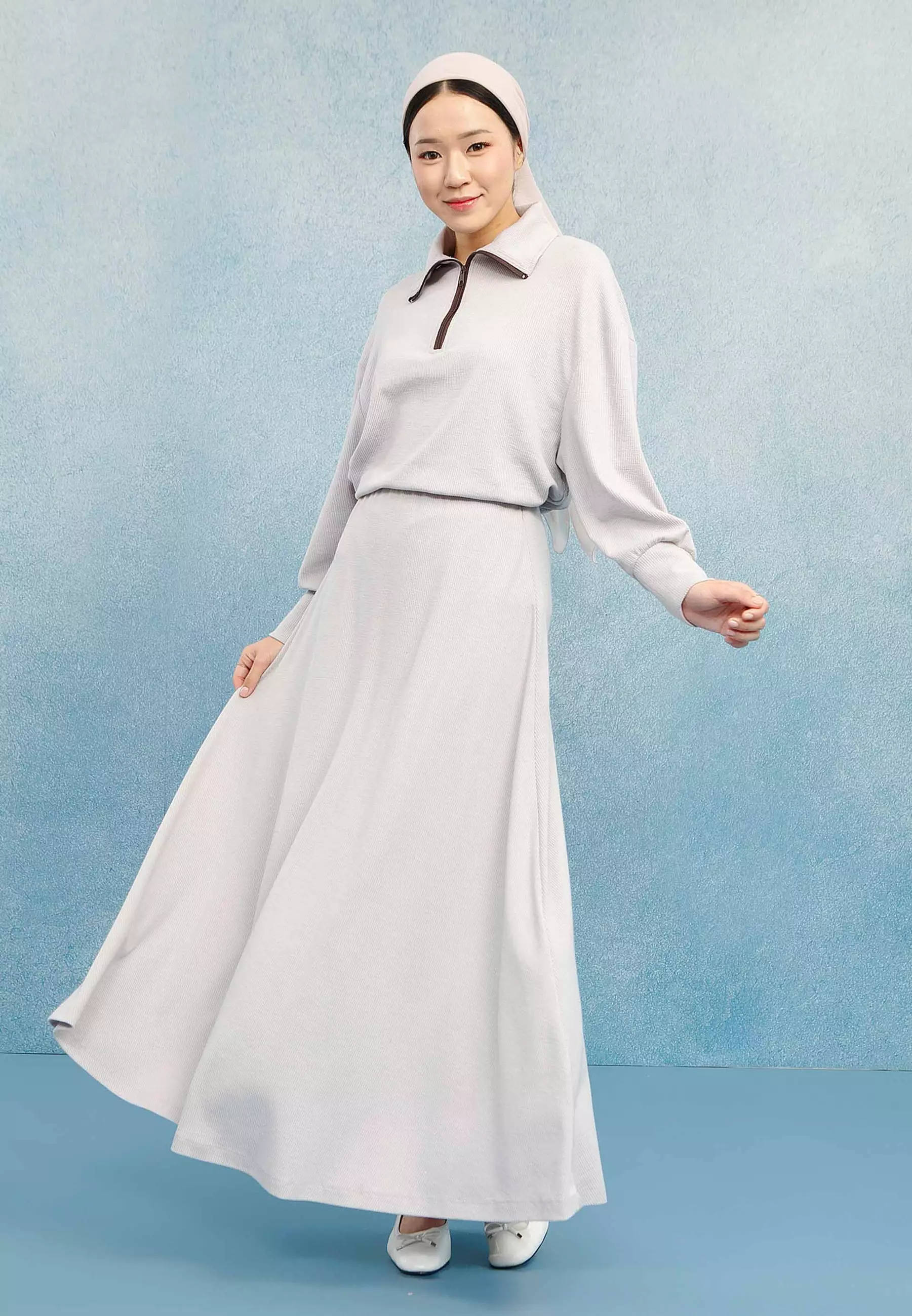 HijabChic Ava Ash Rose Skirt - Rok Knit A-Line Karet Pinggang