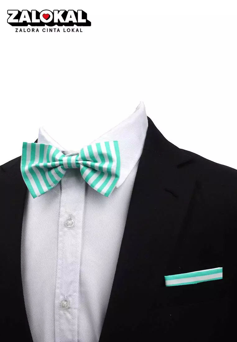 Houseofcuff Dasi Kupu Bowtie Pocket Square Saputangan Tosca Salur A34