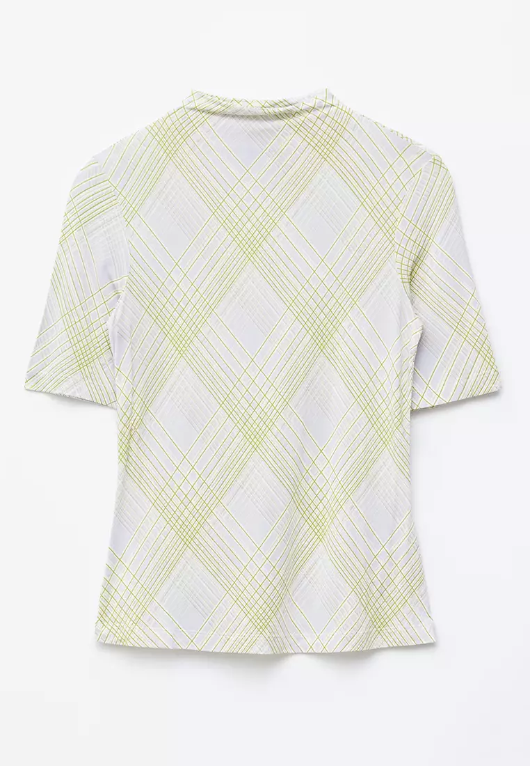Short-Sleeves Mock-Neck Top