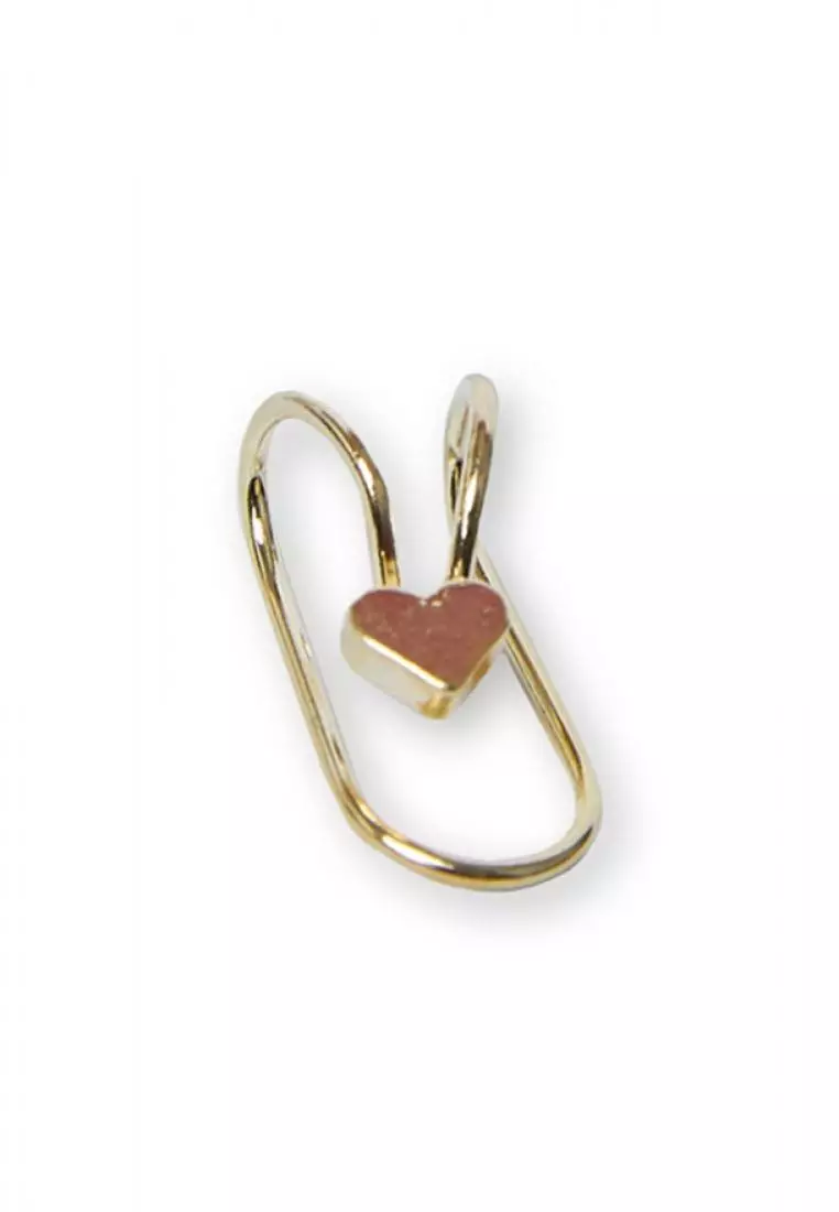 Anting Plug Ear Klip Tunggal Berbentuk Heart Aksesoris Fashion Wanita - Gold
