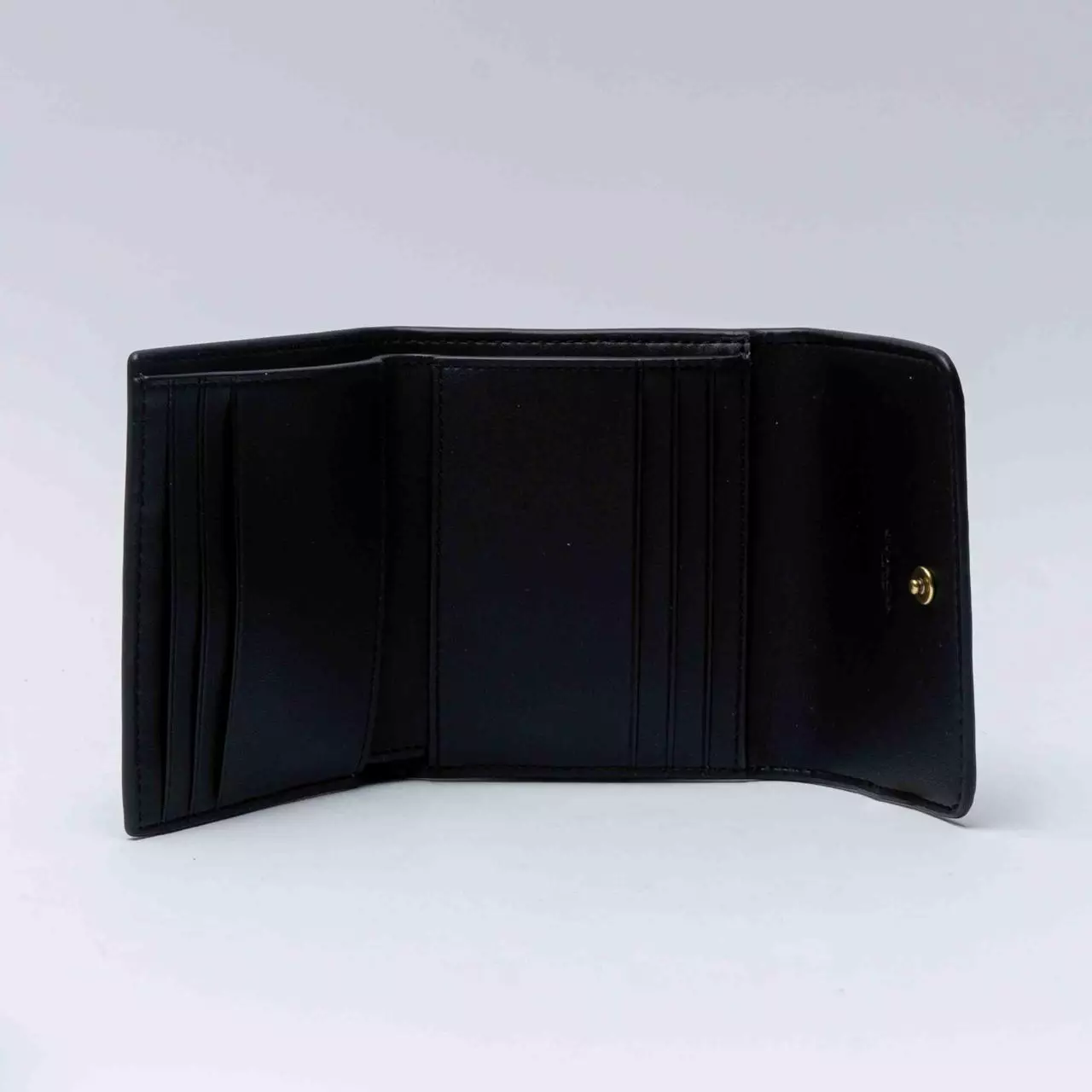 Mila Small Flap Wallet Polish Pebble Leather Black
