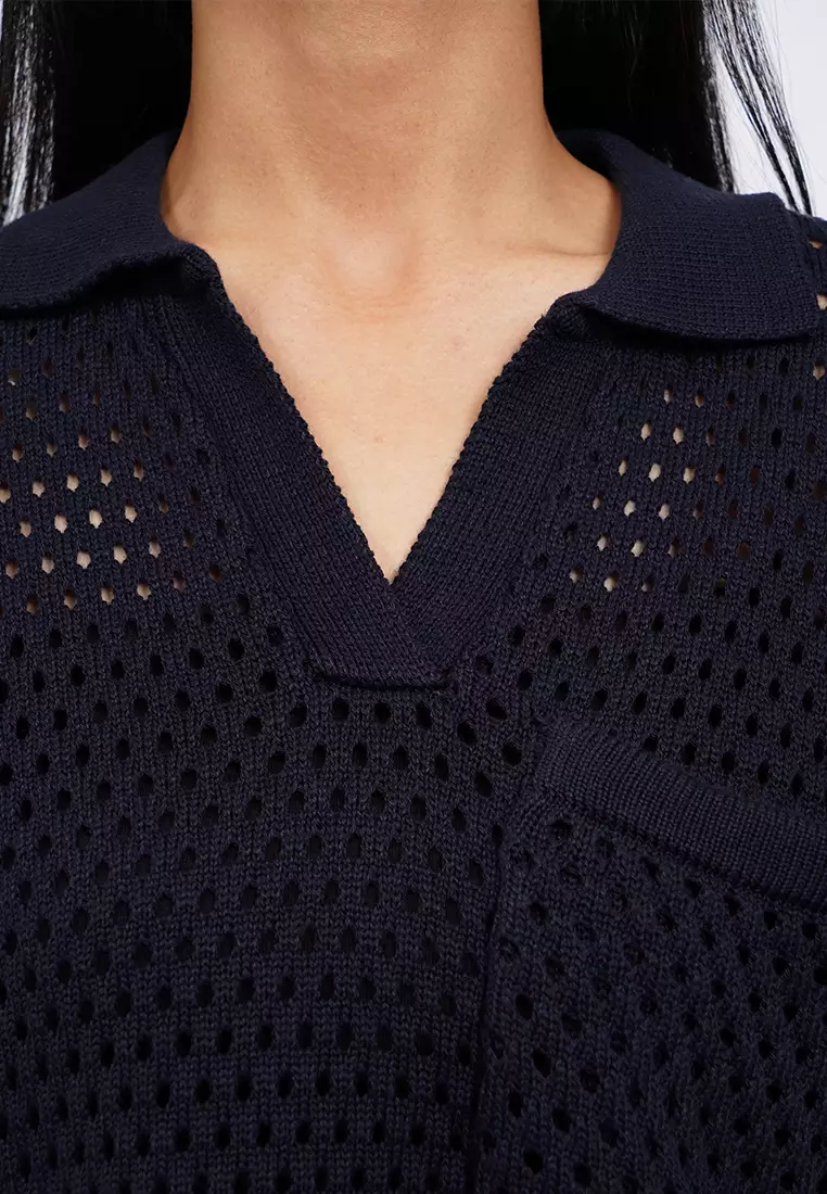 Openwork Short Sleeve Knit Top