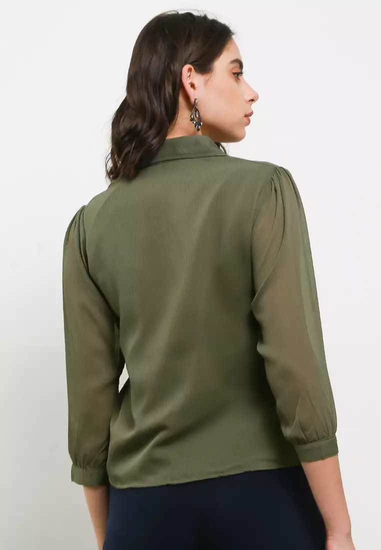 Chanira Peggy Blouse-Military Green