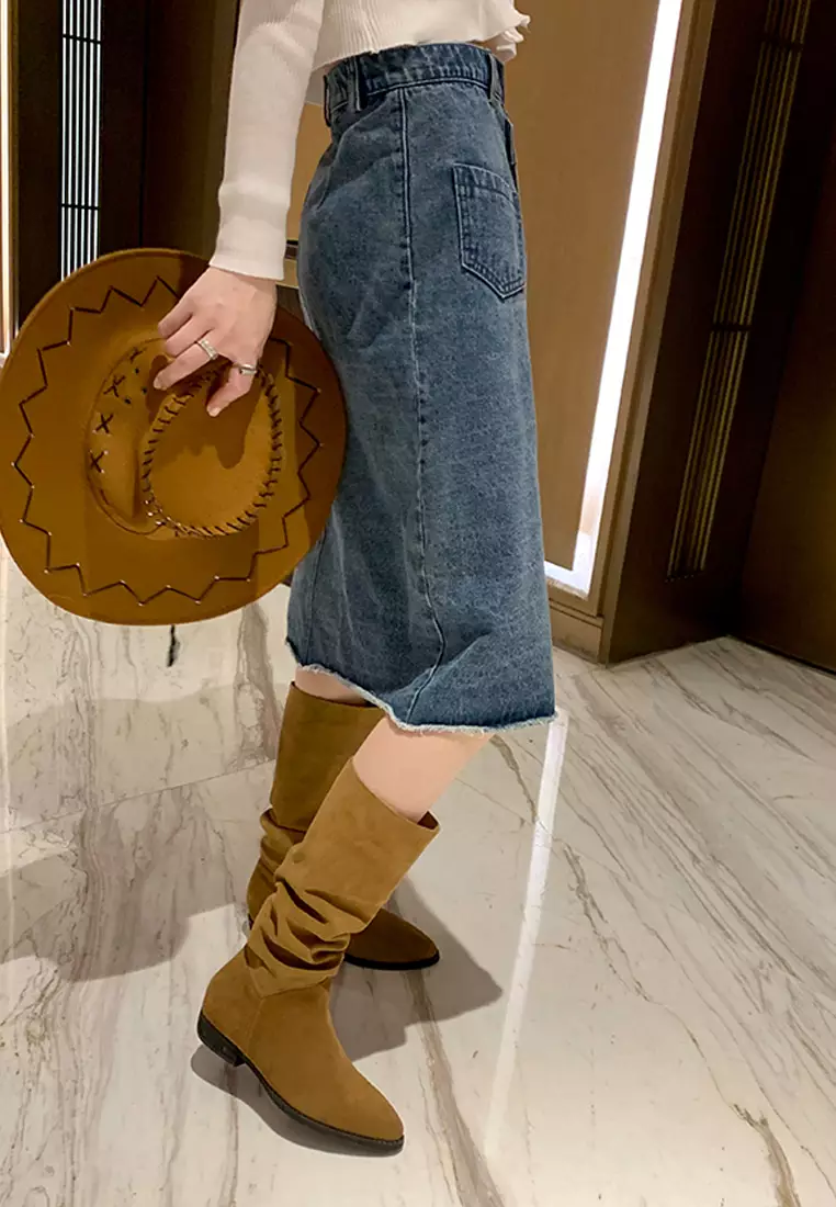 Pointy Suede Fabric Long Boots QZ2894-3