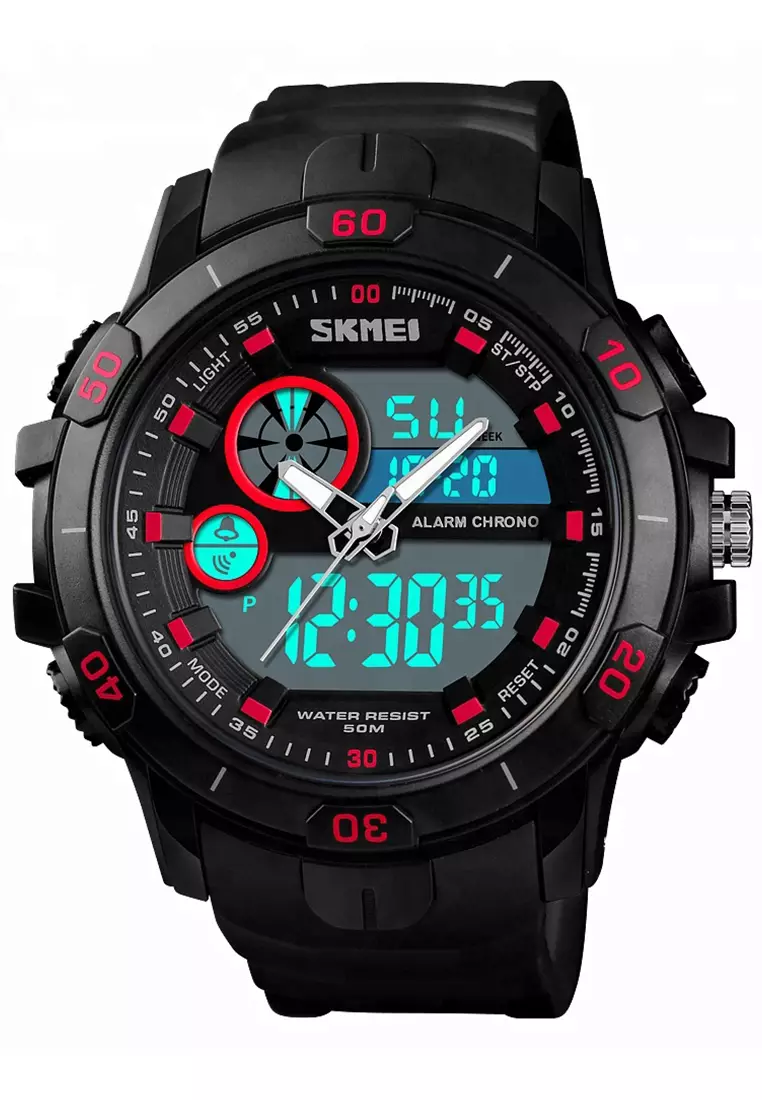 Jual SKMEI Skmei Jam Tangan Pria Black Red Resin Strap