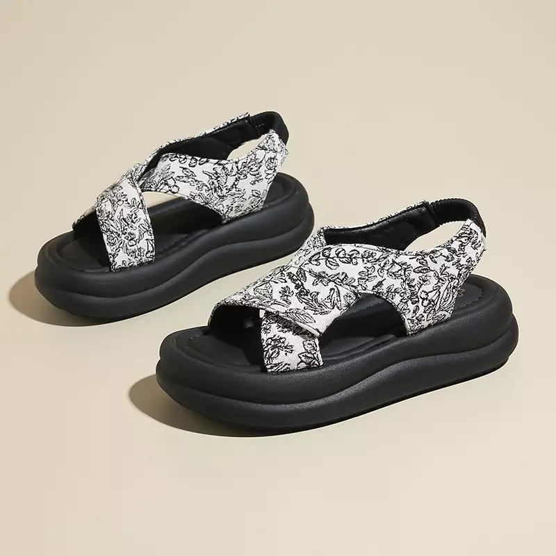 Sandal Flat Wanita Motif Daun Sendal Cewek Daily WL2472