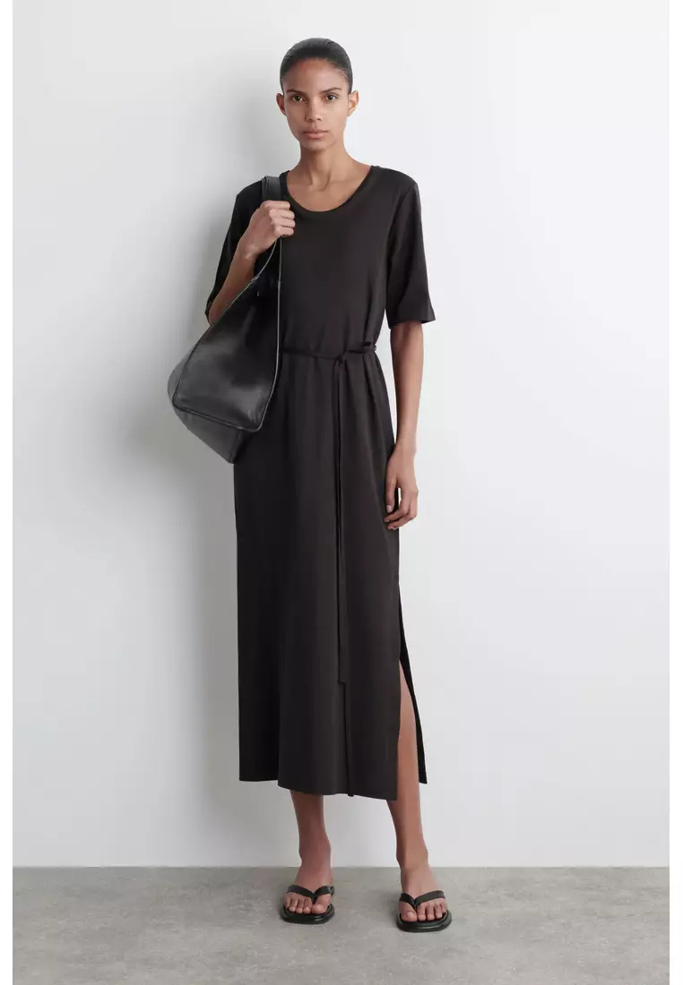 BELTED MIDI T-SHIRT DRESS