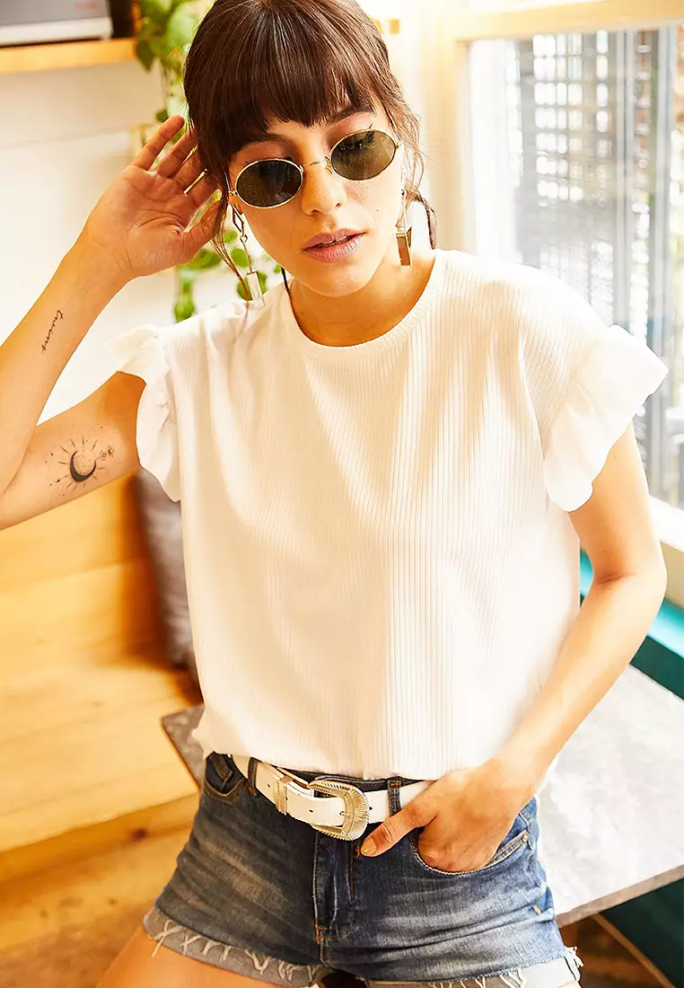 Frilly Sleeve T-Shirt