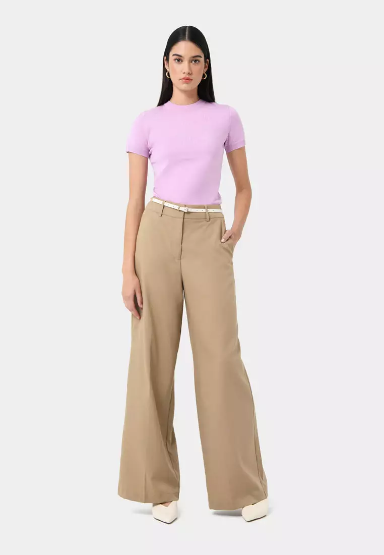 Women's Lacoste Wideleg Cotton Gabardine Pants