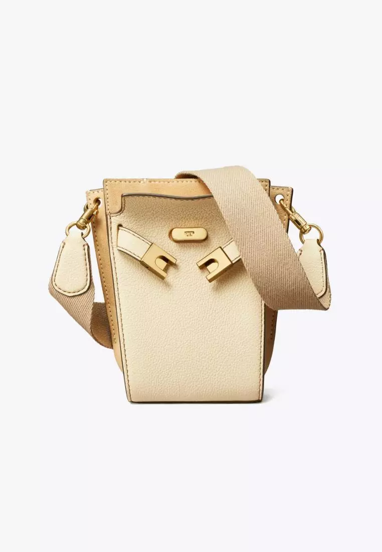 Tory Burch Petite Lee Radziwill Pebbled Double Bucket Bag New Moon