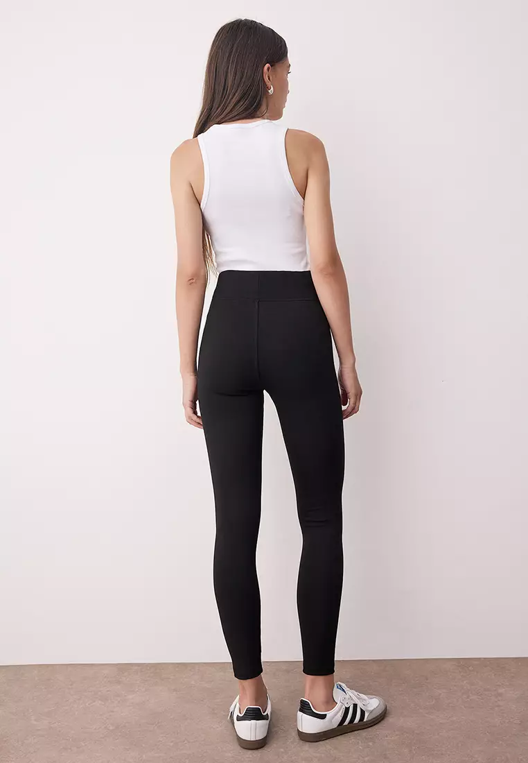 Black-Brown 2-Pack Interlock Body-Smoothing High Waist Knitted Leggings