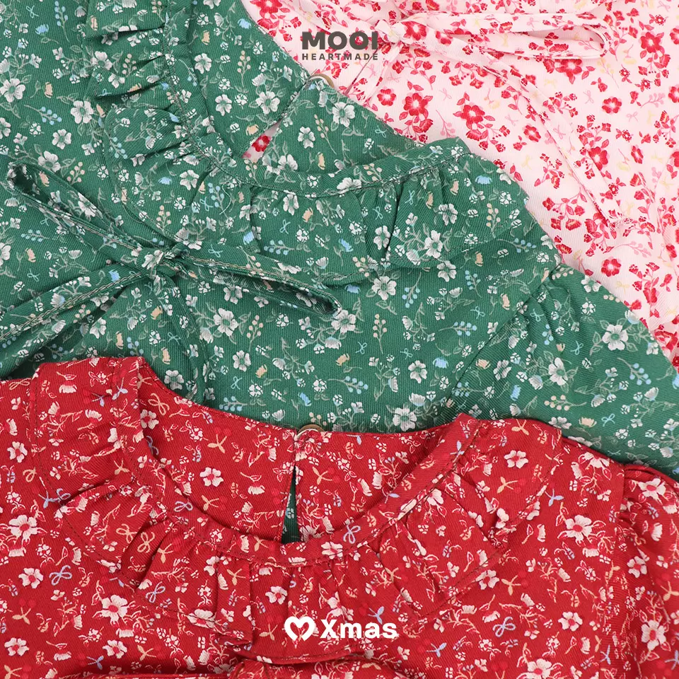 Mooi Atasan Anak Perempuan Millie Ruffle Top - Winter Red