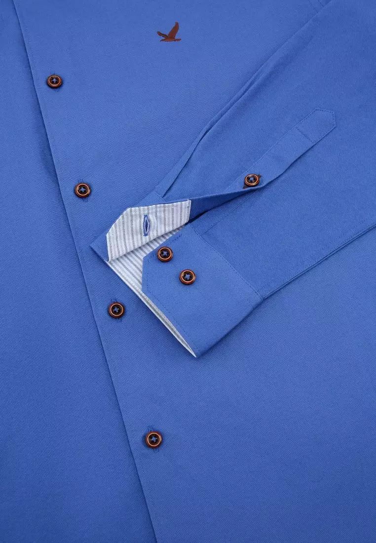 G2000 Wrinkle Free Cotton Oxford Relax Fit Long Sleeve Casual Shirt With Logo