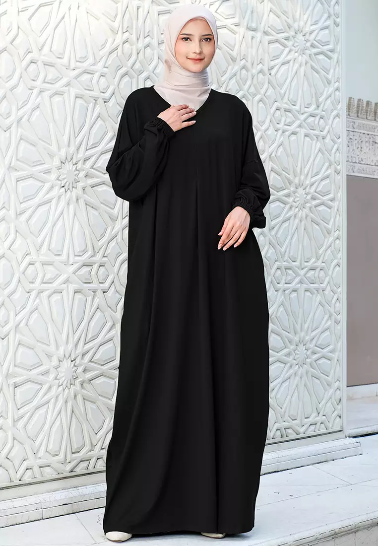 JV Hasanah Abaya Rayon Black | Gamis Abaya Rayon Jumbo Busui