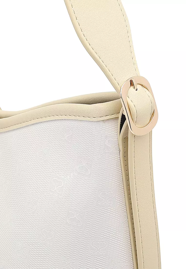 Women's Monogram Top Handle Bag / Sling Bag / Crossbody Bag (Tas Tangan / Tas Selempang) - Putih