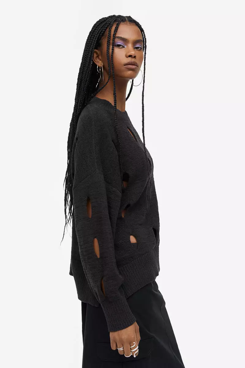Hole-knit jumper