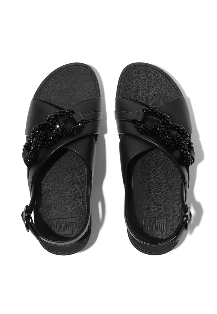 Lulu Women Beaded-chain Leather Back-strap Sandals