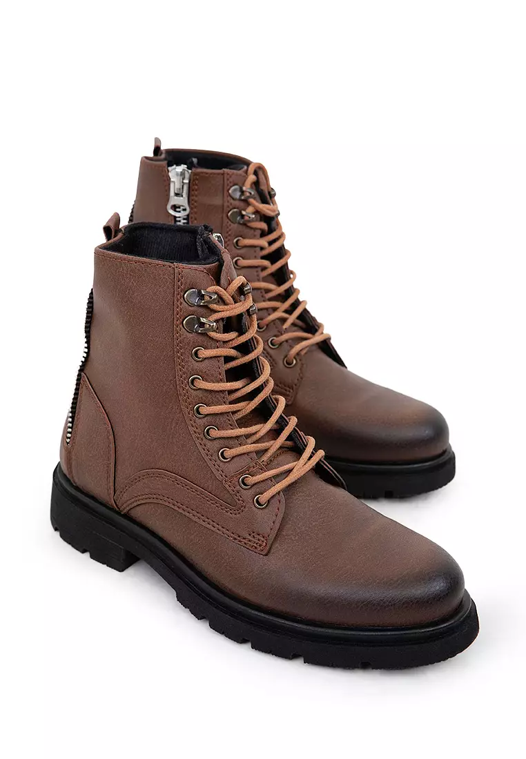 Zip Detail Combat Boots
