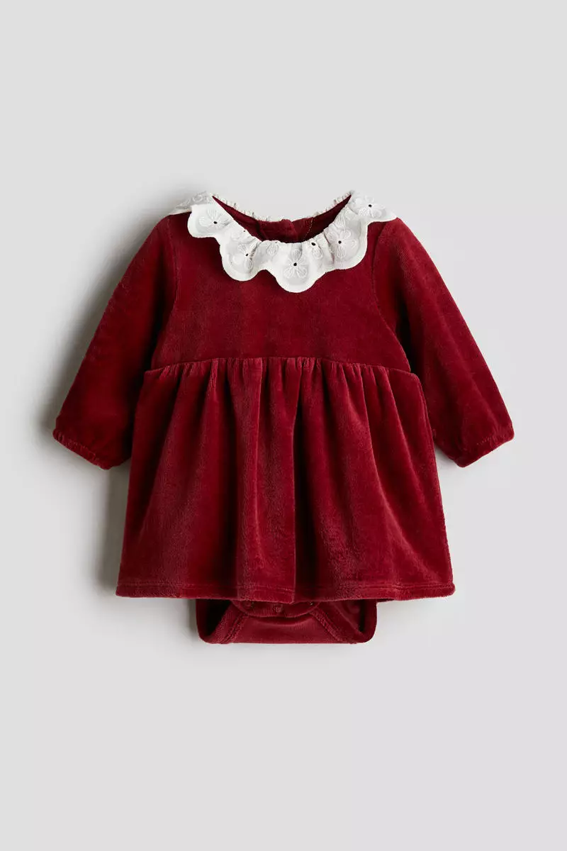 Cotton velour bodysuit dress