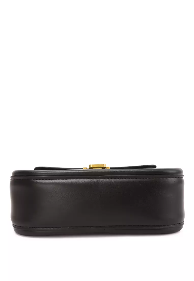 Faux Leather Sling Bag in Black