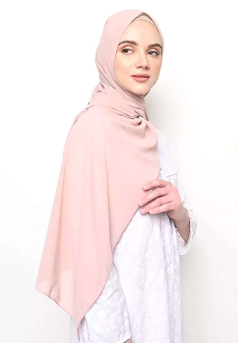 Pasmina  Cerutti Baby Doll Jahit Tepi Pale Pink