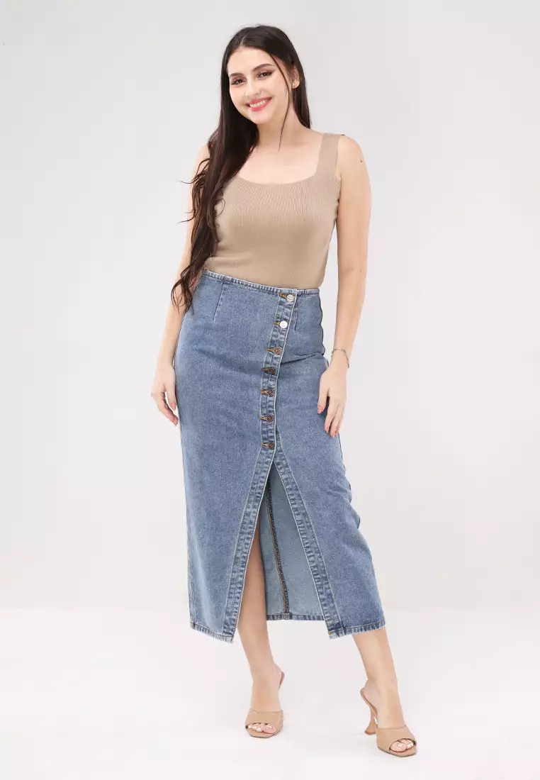 Denim Long Skirt Ladies