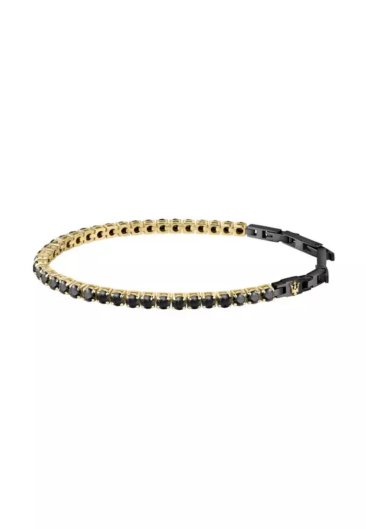 Maserati Jewels 220mm Men's Stainless Steel Bracelet, Gold & Black, JM222AVC01 (Adjustable)