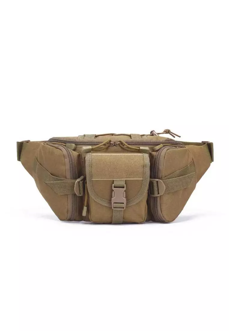 Roger Tas Pinggang Waistbag Pria Design Casual Waterproof Material Oxford ORIGINAL - Khaki
