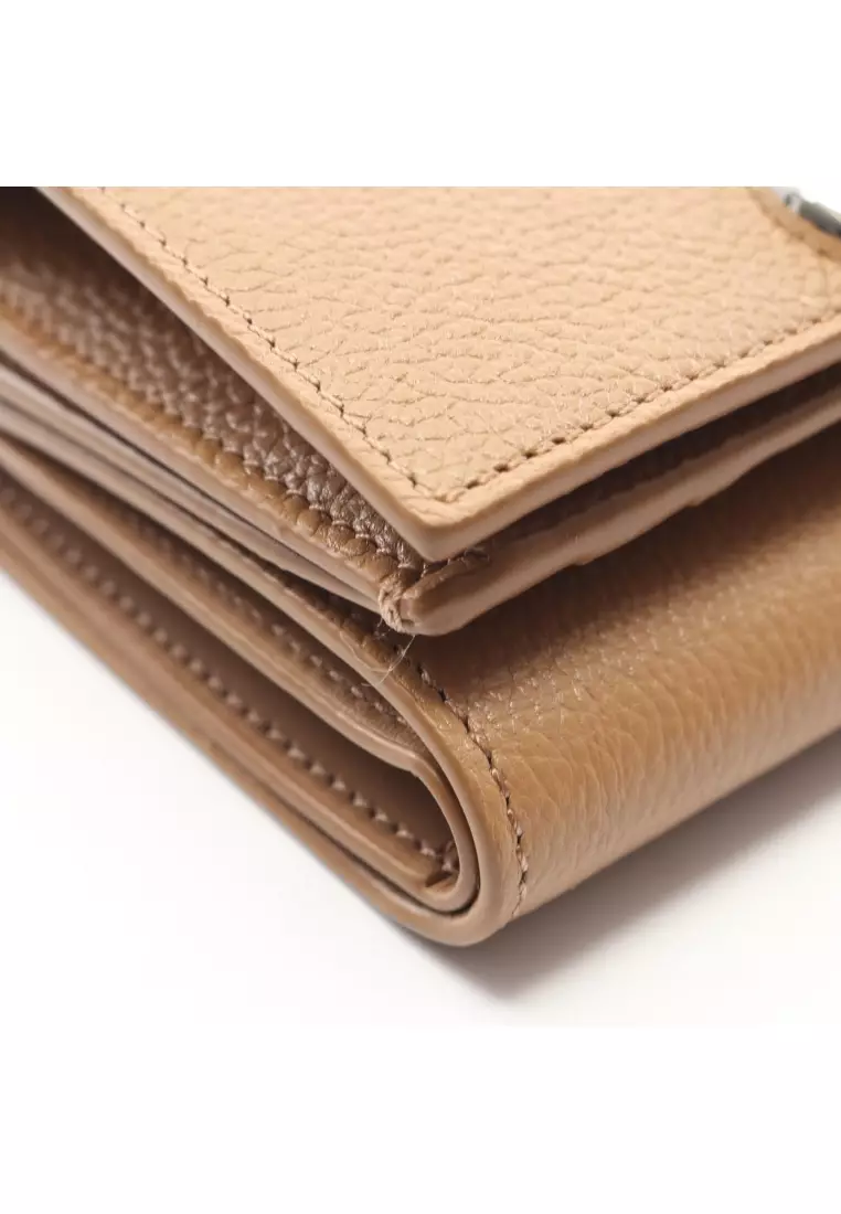 Pre-Loved LOEWE Pebble Trifold wallet trifold wallet leather light brown