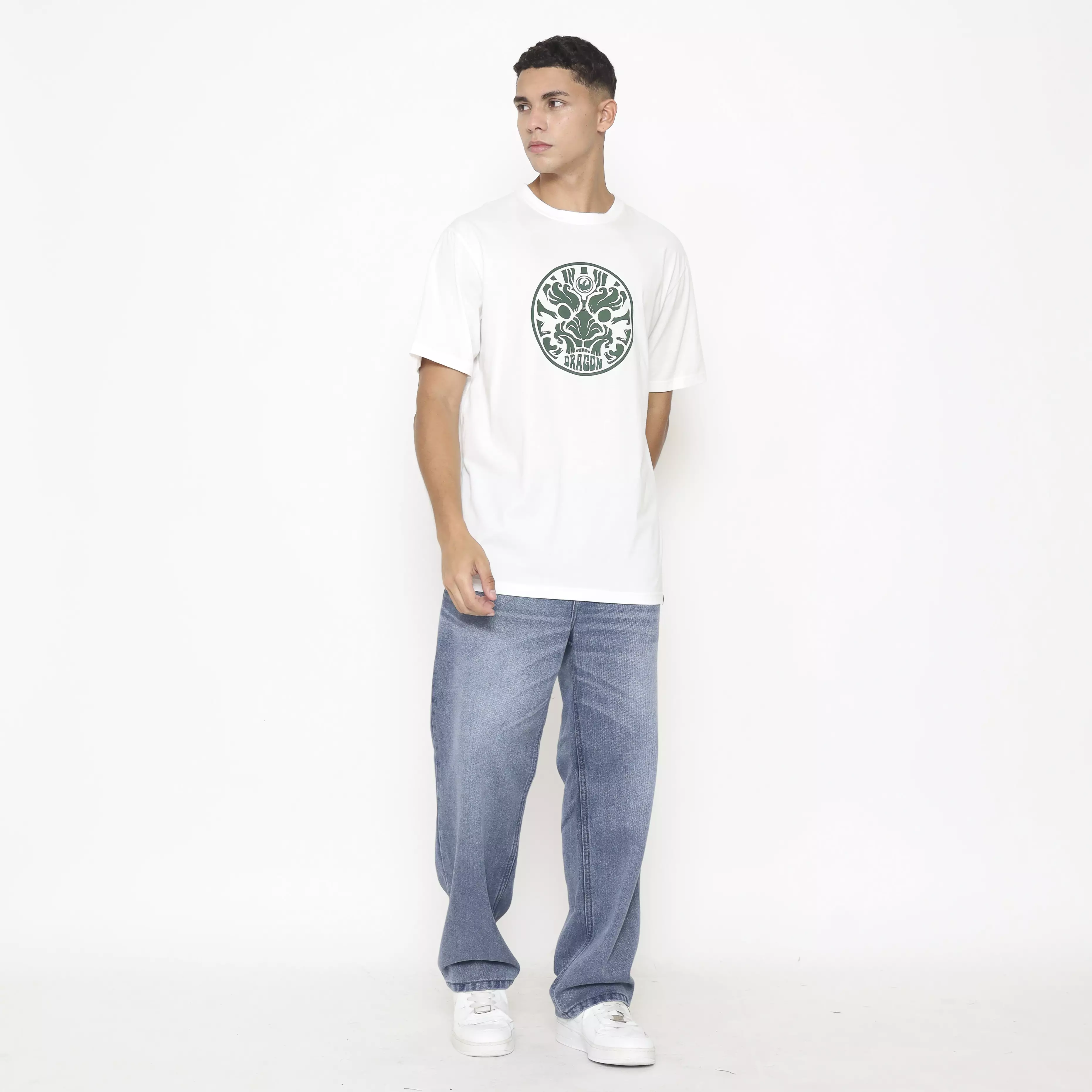 Dragon Kaos Lengan Pendek Elbraman Men Tee Off White Planet Surf