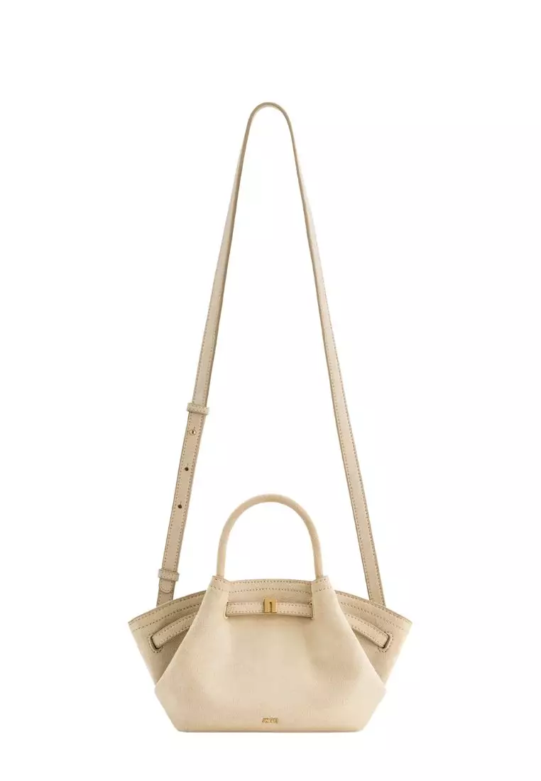 Hana Mini Faux Suede Tote Bag - Off White