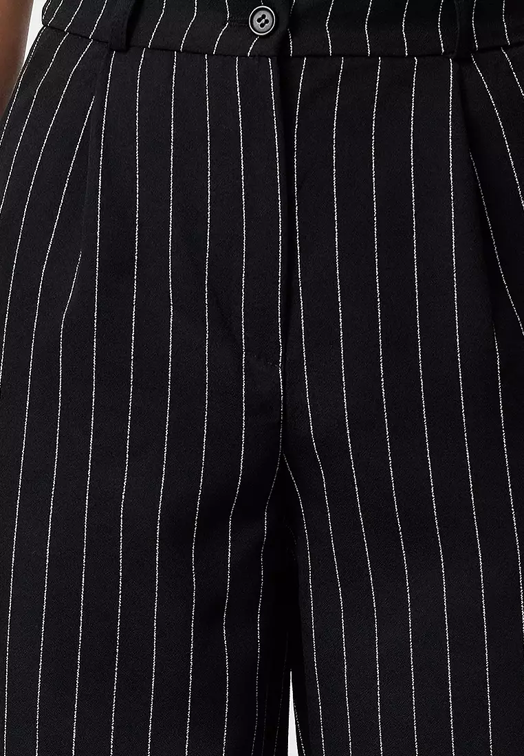 High Waist Wide Leg Striped Trousers