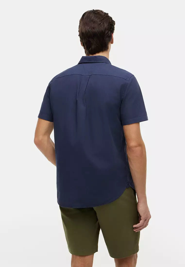 Regular Fit Washed Poplin Short Sleeves Shirt - Th Mainline