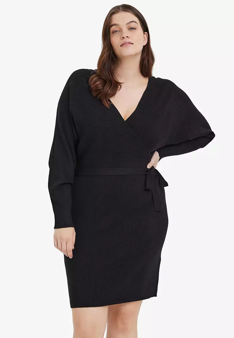 Plus Size Knitted Wrap Dress
