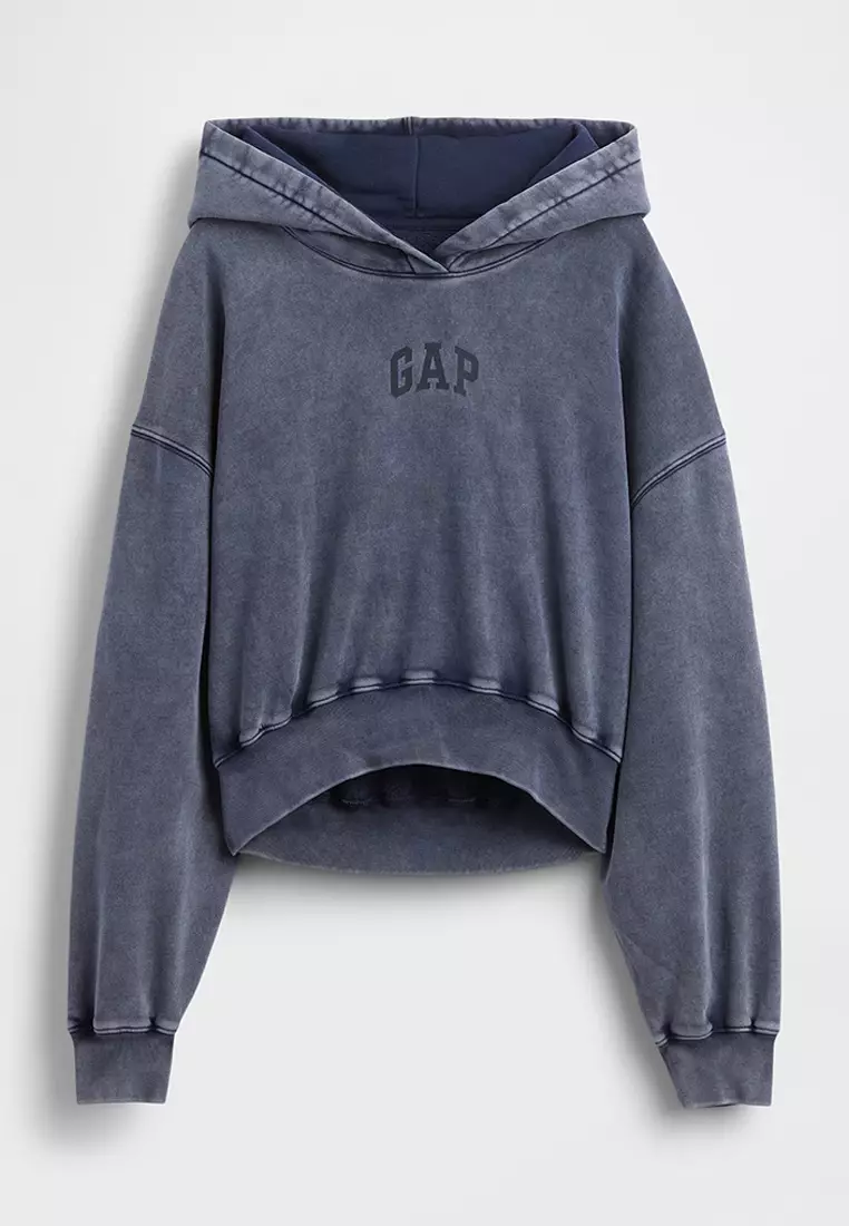 VintageSoft Crop Logo Hoodie