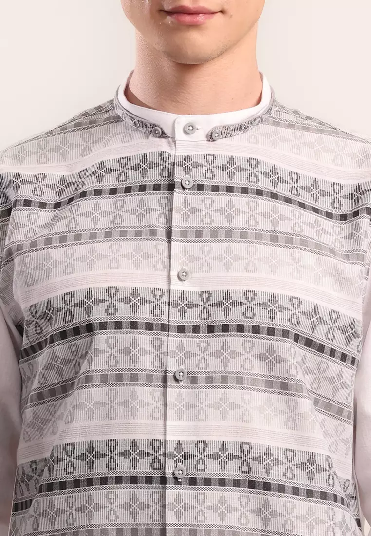 MOC Kemeja Koko Lengan Panjang Pria Lanbash - Grey