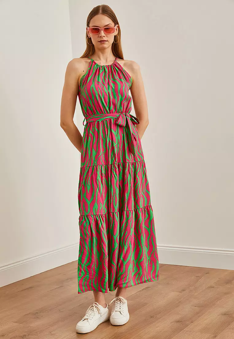 Halter Neck Belted Dress