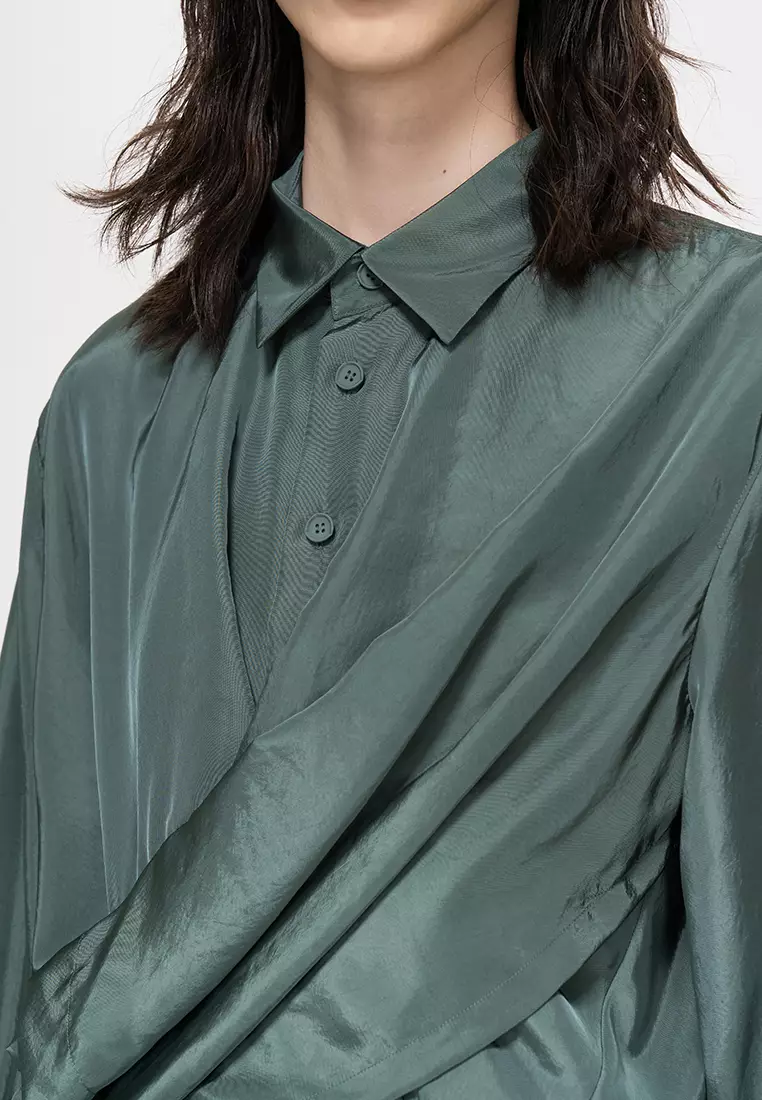 Plain Weave X-Line Loose Everyday Casual Long Sleeve Dress