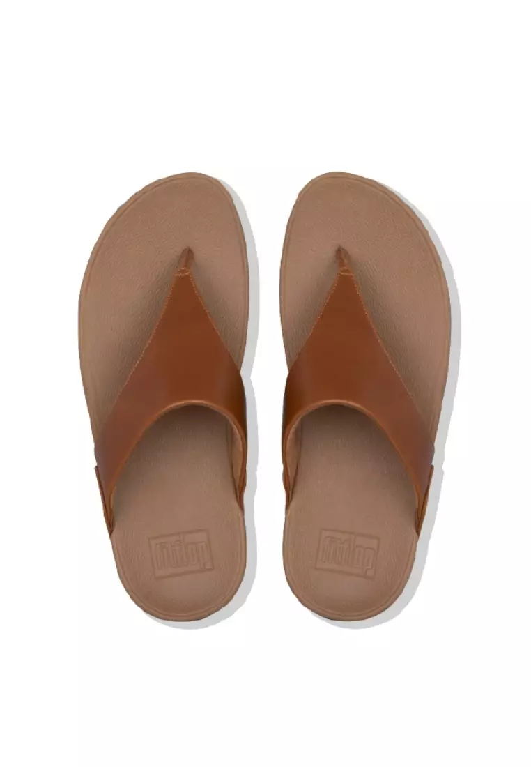 FitFlop LULU Women's Leather Toe-Post Sandals - Light Tan (I88-592)