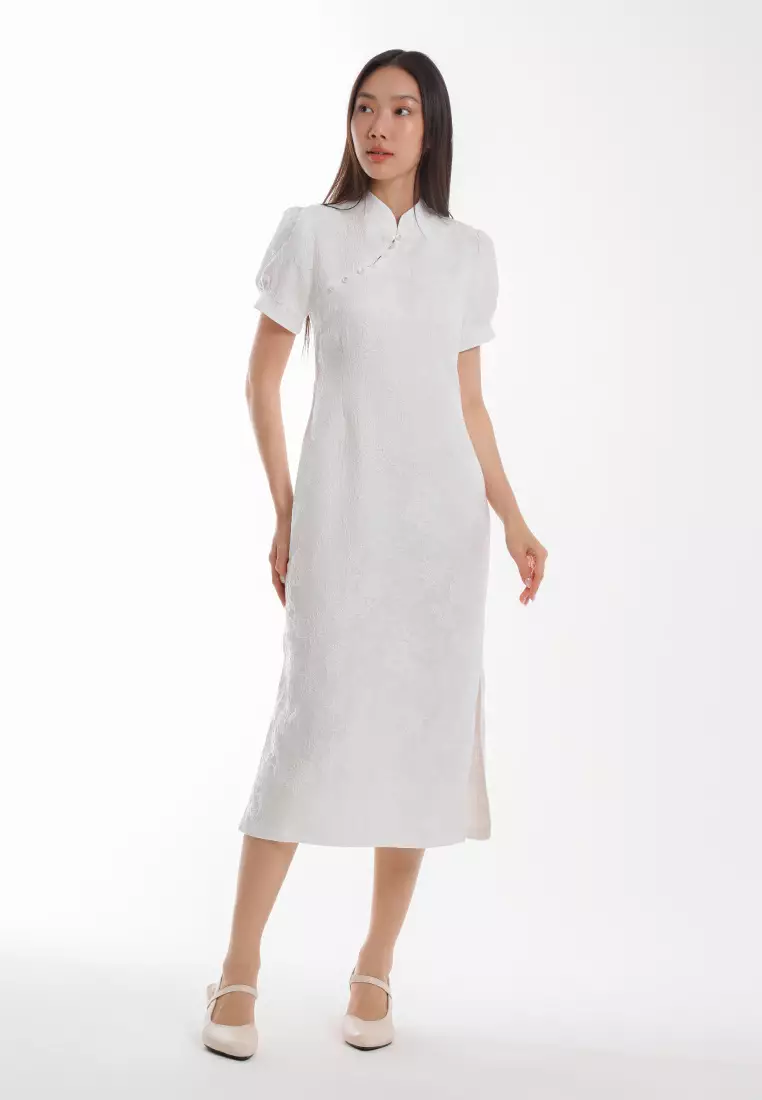 Forest Ladies CNY Cheongsam Short Sleeve Dress - 885129-02White