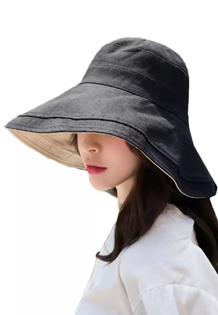 Foldable Large Brim Double-Sided Fisherman Caps A22062402BK