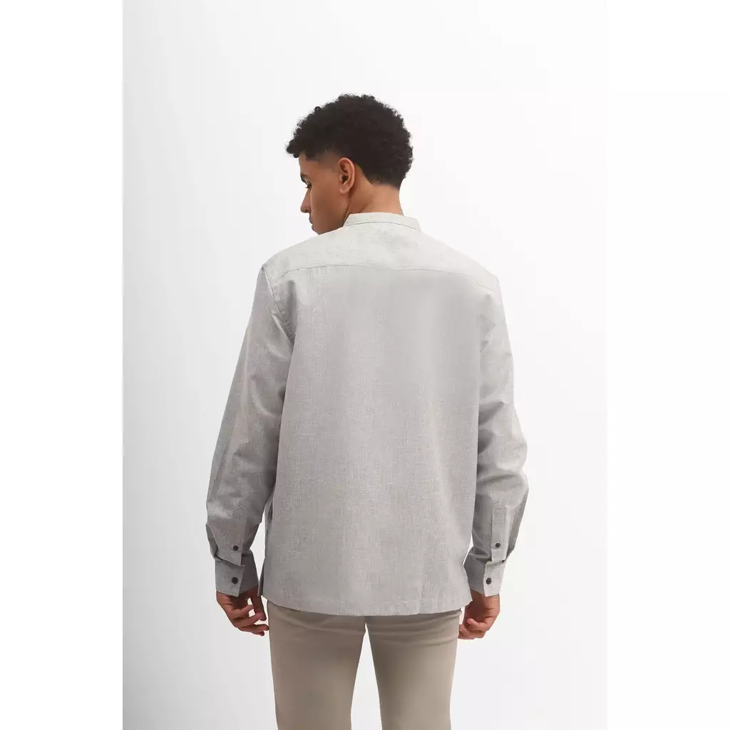 MANZONE - Kemeja Koko Lengan Panjang Pria Aflahul Comfort Fit - Grey