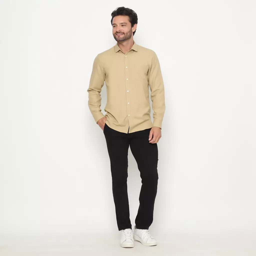 AMK Kemeja Pria Lengan Panjang SHS ANDREW L/S Khaki