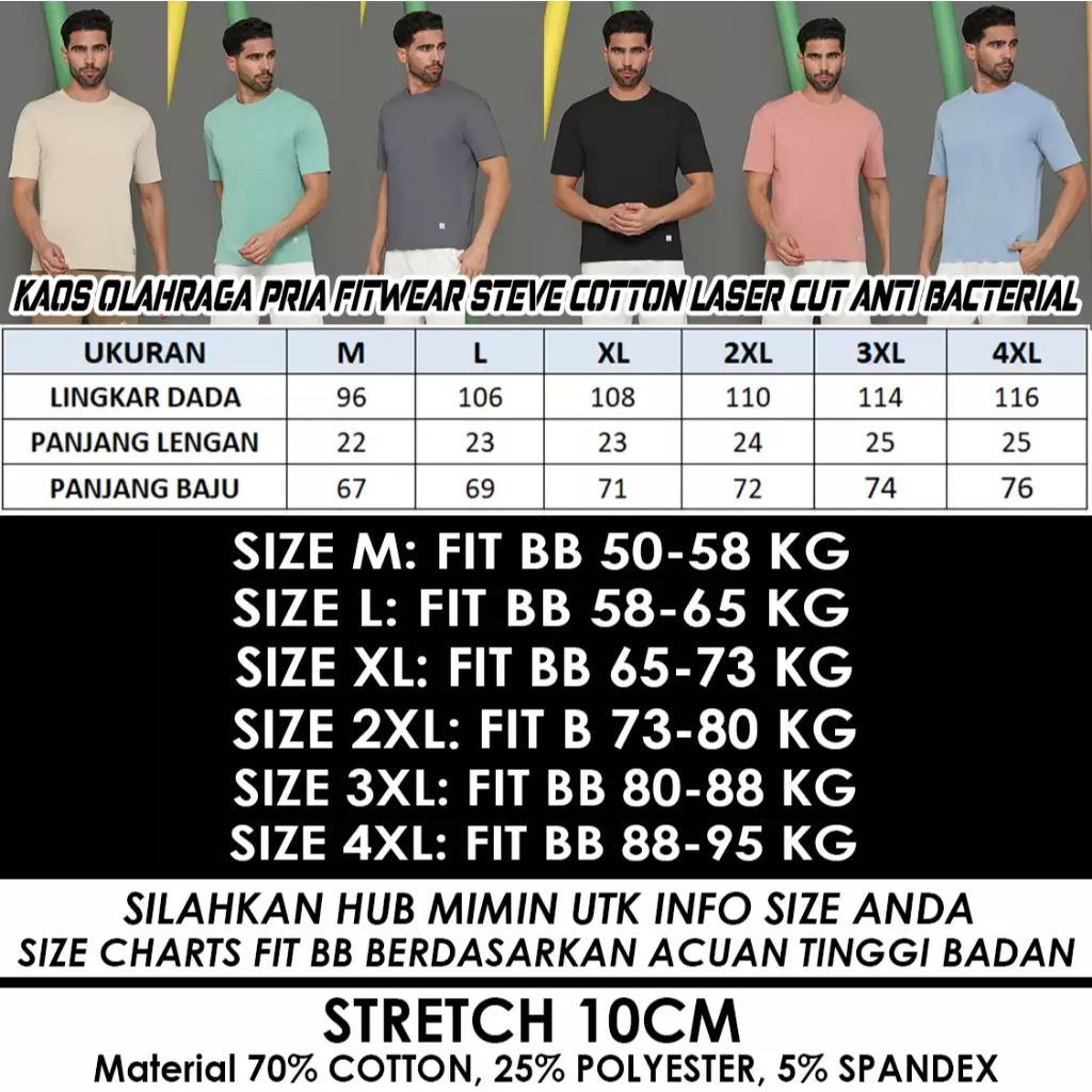 Fitwear Kaos Olahraga Pria Fitwear STEVE LASER CUT ANTI BACTERIAL - MINT GREEN