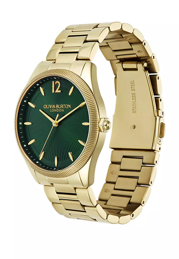 Olivia Burton Coin Edge Bezel Forest Green Sunray Dial with GP 38mm - 24000178