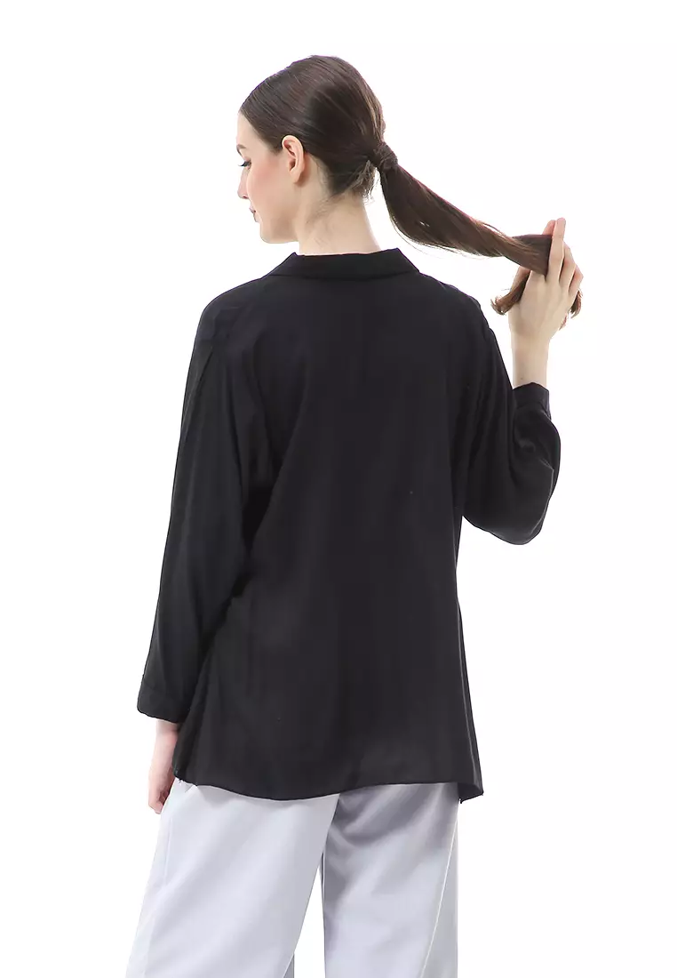 Ayudia Shirt Long Sleeve Atasan Wanita Premium Quality - Hitam