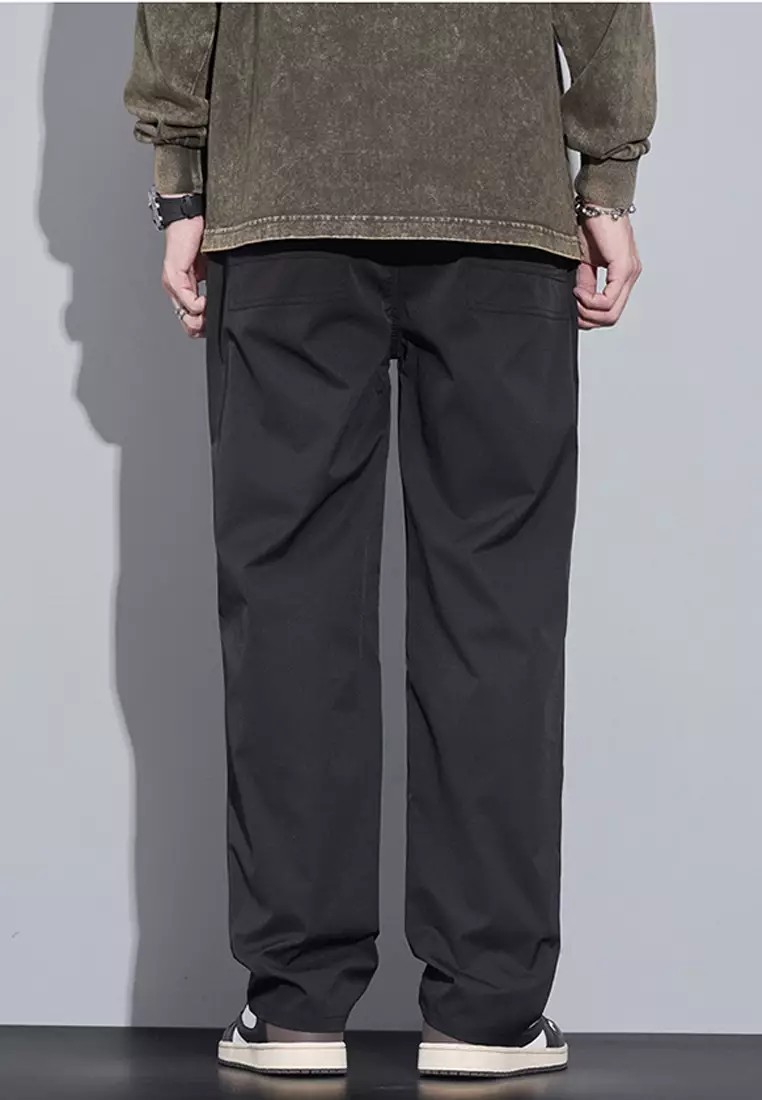 抽繩休閒寬腿長褲