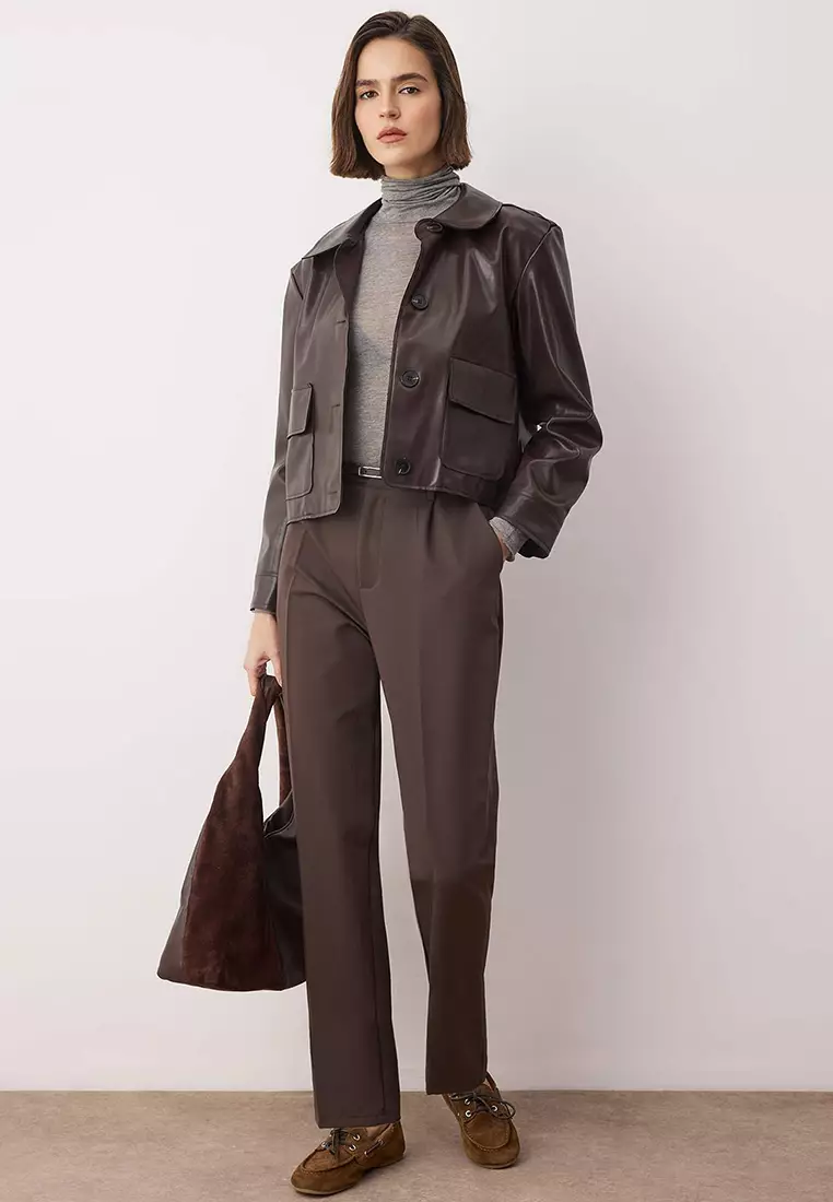 Brown Belted Carrot/Shalwar Cut Woven Trousers Twoaw26Pl167